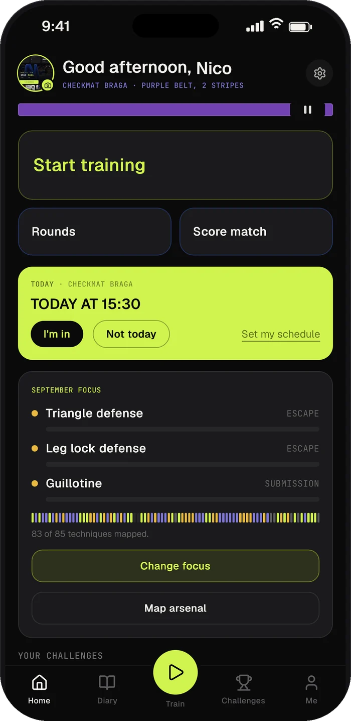 BJJ Go home screen