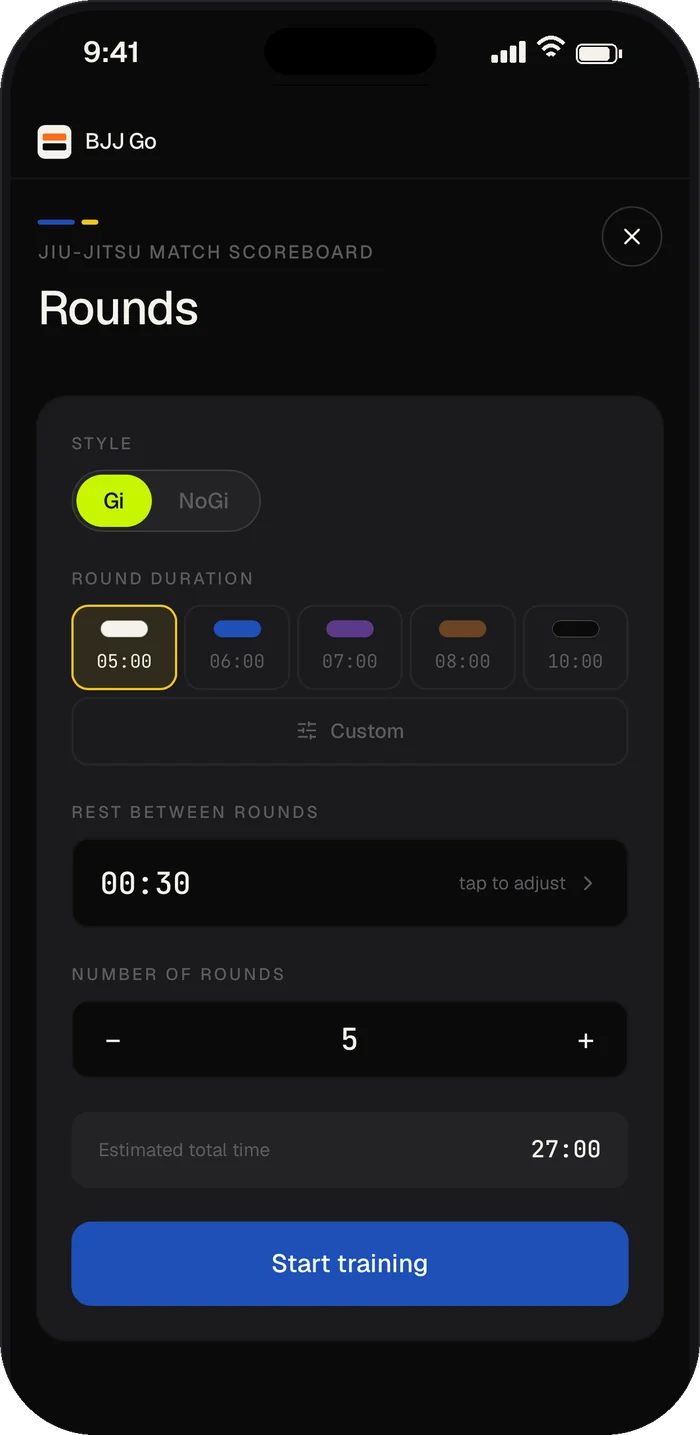 Round timer setup
